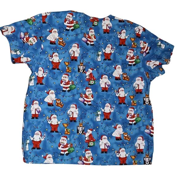 Fundamentally Cotton by White Swan Christmas Santa  Unisex Scrub XL-1X EUC - Picture 2 of 8